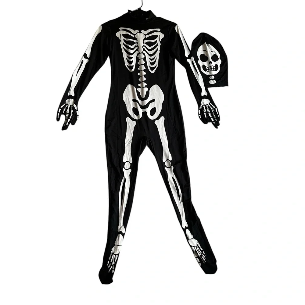 SPOOKTACULAR CREATIONS SKELETON JUMPSUIT CHILD COSTUME SZ L (10-12)